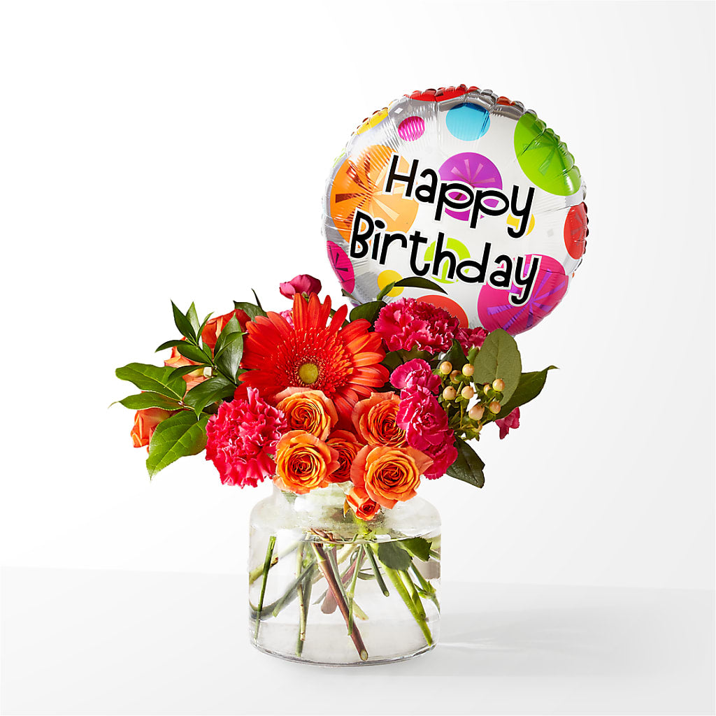 Fiesta Bouquet with Birthday Balloon – Lulus Petals, Farmington NM