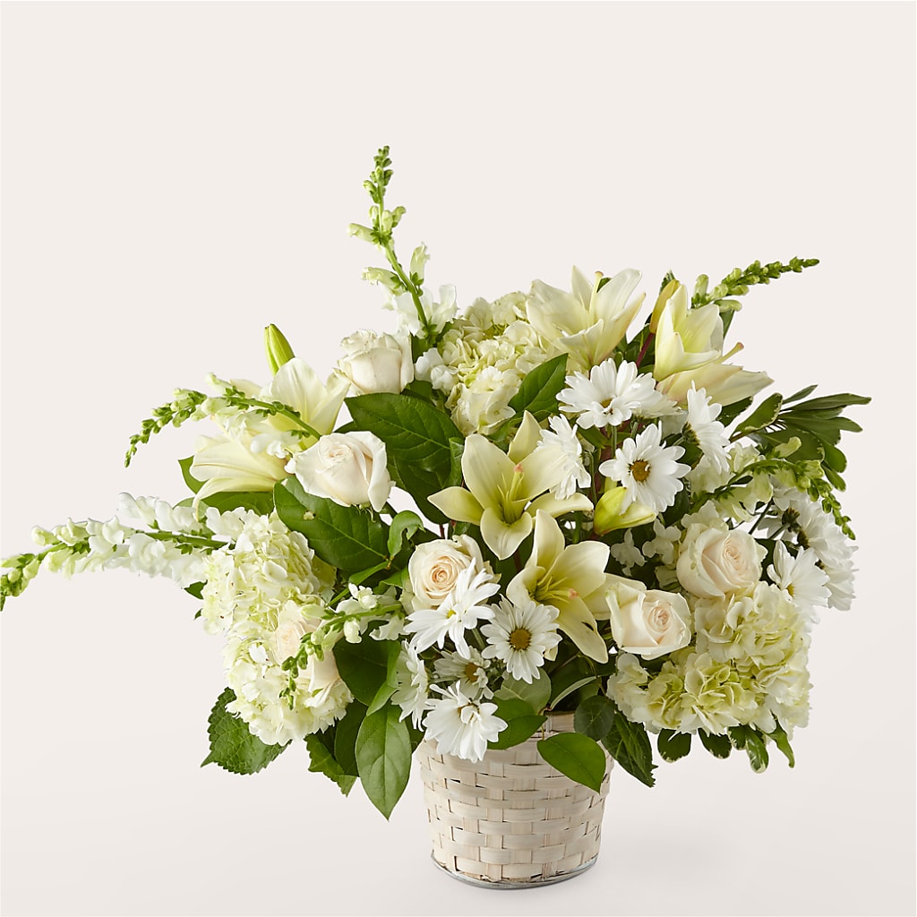 Ivory Elegance Floral Basket – Lulus Petals, Farmington NM