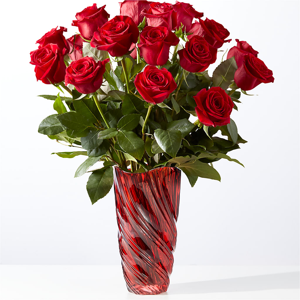 Classic Love Red Rose Bouquet with Luxe Swirl Vase – Lulus Petals, Farmington NM