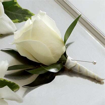 White Rose Boutonniere –  Lulus Petals, Farmington NM